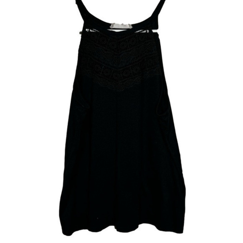 🌷 Cloud Chaser Black High Neck Crochet Tank Top